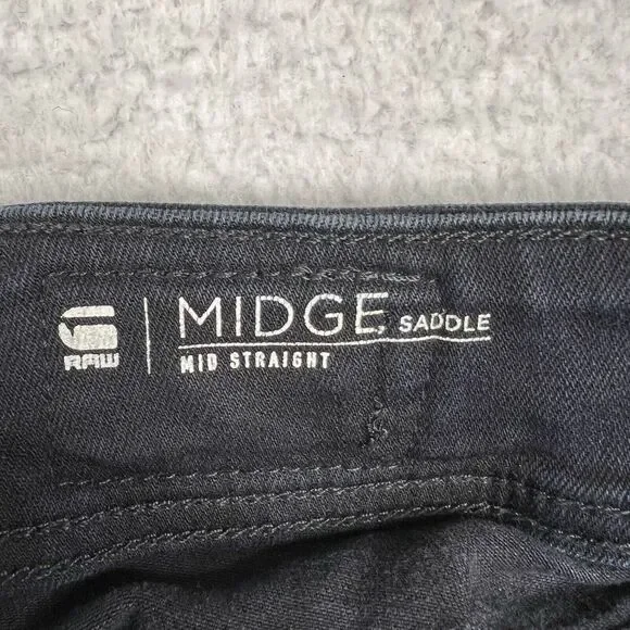 G Star Raw Jeans‎ Womens 28x30 Dark Blue Wash Midge Saddle Mid Straight Denim - Picture 13 of 16